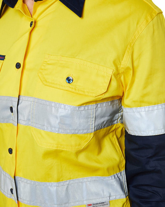 Ladies Hi Vis Lightweight LS Shirt - Yellow/Navy - AJP Industrial Supplies - ritemate - rm208v2r - yn - 6