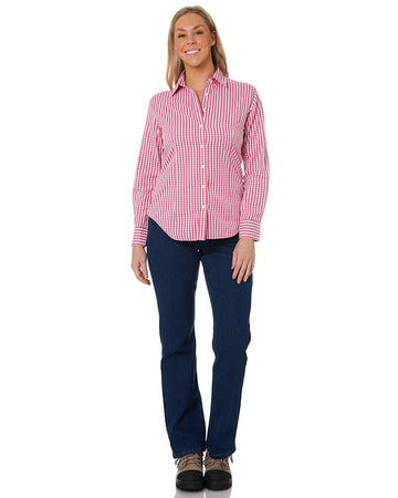 Ladies LS Check Shirt - Pink/White - AJP Industrial Supplies - *ritemate - rmpc003 - pw - 6