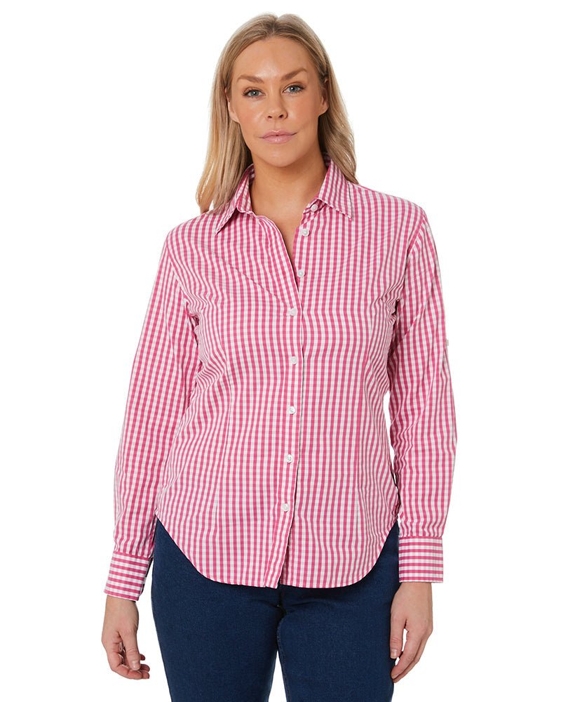 Ladies LS Check Shirt - Pink/White - AJP Industrial Supplies - *ritemate - rmpc003 - pw - 6