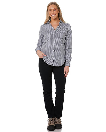 Ladies LS Shirt - Navy/White - AJP Industrial Supplies - ritemate - rmpc013 - nw - 6