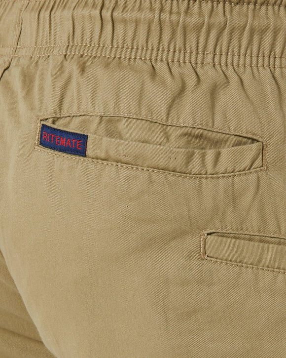 Light Weight Elastic Waist Utility Short - Khaki - AJP Industrial Supplies - ritemate - rm1010 - kha - xs