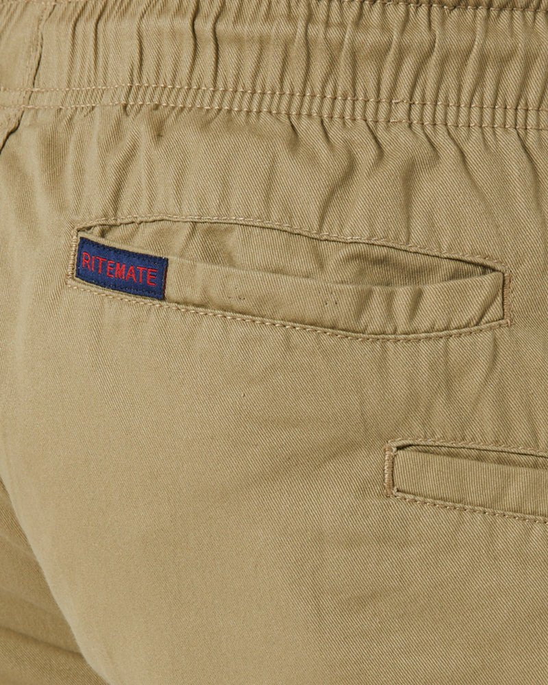 Light Weight Elastic Waist Utility Short - Khaki - AJP Industrial Supplies - ritemate - rm1010 - kha - xs