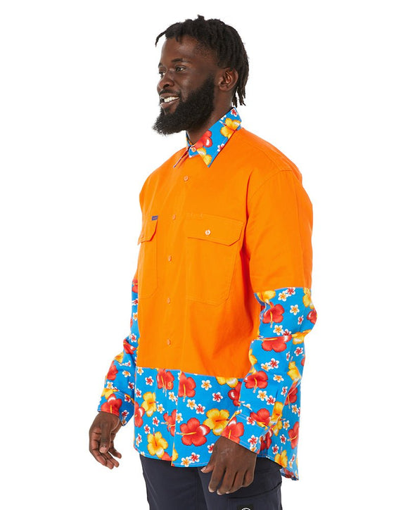 Light Weight Open Front LS Vented Two Tone Shirt - Orange/Hibiscus - AJP Industrial Supplies - *ritemate - rmru02 - oh - 3xs