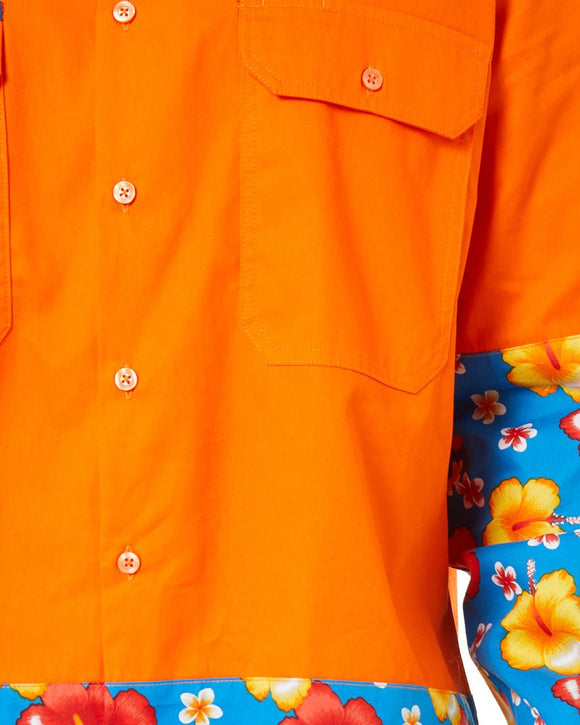 Light Weight Open Front LS Vented Two Tone Shirt - Orange/Hibiscus - AJP Industrial Supplies - *ritemate - rmru02 - oh - 3xs