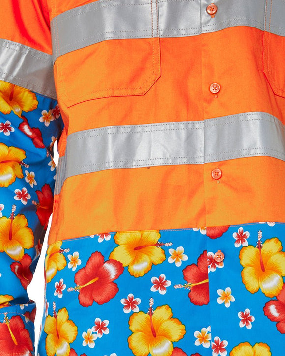 Light Weight Open Front LS Vented Two Tone Taped Shirt - Orange/Hibiscus - AJP Industrial Supplies - *ritemate - rmru02r - oh - 3xs