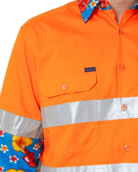 Light Weight Open Front LS Vented Two Tone Taped Shirt - Orange/Hibiscus - AJP Industrial Supplies - *ritemate - rmru02r - oh - 3xs