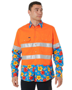 Light Weight Open Front LS Vented Two Tone Taped Shirt - Orange/Hibiscus - AJP Industrial Supplies - *ritemate - rmru02r - oh - 3xs