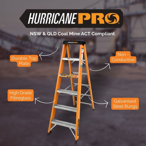 Mining Ladder 2.4 Meter - ASNZS 1892.1.2018 Compliant - AJP Industrial Supplies - 12 - HW063 - TAPED