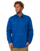 Open Front Cotton Twill LS Shirt - Cobalt - AJP Industrial Supplies - pilbara - rm500bt - cobalt - s