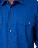 Open Front Cotton Twill LS Shirt - Cobalt - AJP Industrial Supplies - pilbara - rm500bt - cobalt - s