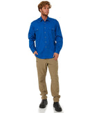 Open Front Cotton Twill LS Shirt - Cobalt - AJP Industrial Supplies - pilbara - rm500bt - cobalt - s