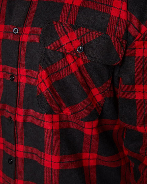 Open Front Flannelette Shirt - Black/Red - AJP Industrial Supplies - ritemate - rm123sof - blk - red - xs