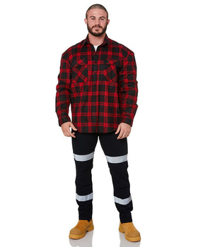 Open Front Flannelette Shirt - Black/Red - AJP Industrial Supplies - ritemate - rm123sof - blk - red - xs