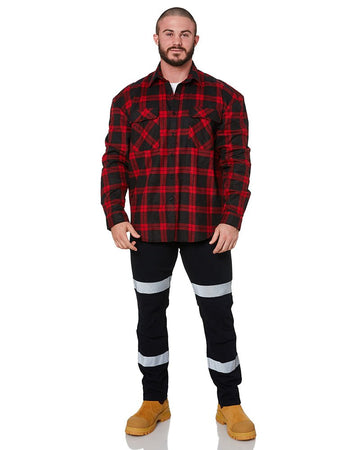 Open Front Flannelette Shirt - Black/Red - AJP Industrial Supplies - ritemate - rm123sof - blk - red - xs