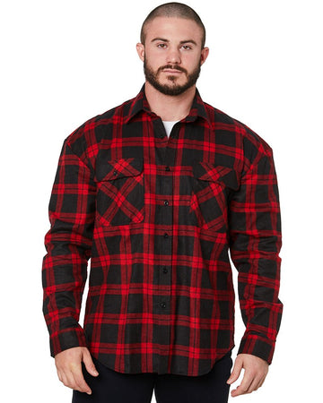 Open Front Flannelette Shirt - Black/Red - AJP Industrial Supplies - ritemate - rm123sof - blk - red - xs