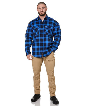 Open Front Flannelette Shirt - Royal/Navy - AJP Industrial Supplies - ritemate - rm123sof - roy/nvy - xs
