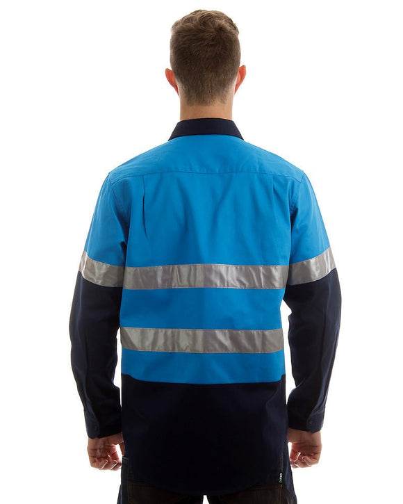 Open Front LS shirt with Tape - Blue/Navy - AJP Industrial Supplies - Ritemate - RM1050R - blue - navy - XXS