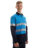 Open Front LS shirt with Tape - Blue/Navy - AJP Industrial Supplies - Ritemate - RM1050R - blue - navy - XXS