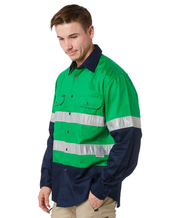 Open Front LS Shirt With Tape - Emerald/Navy - AJP Industrial Supplies - ritemate - rm1050r - en - xxs