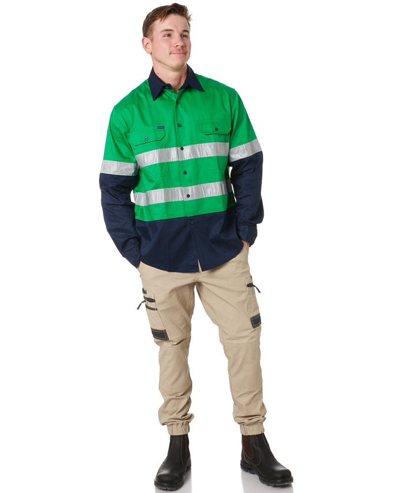 Open Front LS Shirt With Tape - Emerald/Navy - AJP Industrial Supplies - ritemate - rm1050r - en - xxs