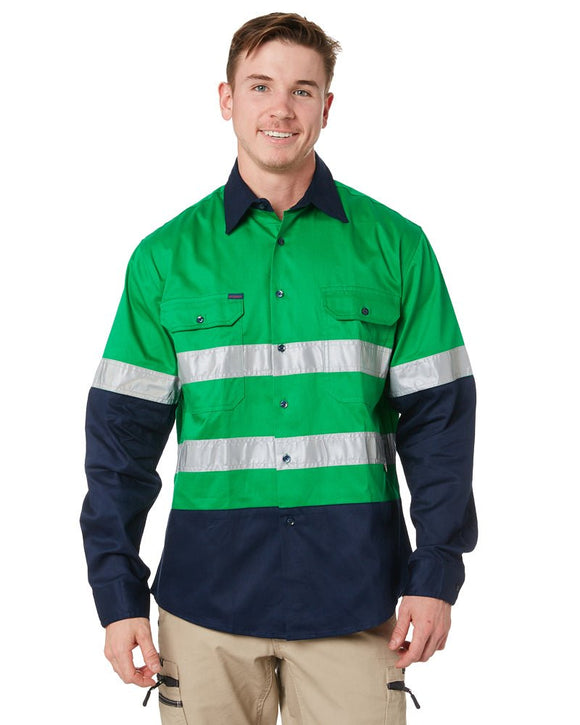 Open Front LS Shirt With Tape - Emerald/Navy - AJP Industrial Supplies - ritemate - rm1050r - en - xxs