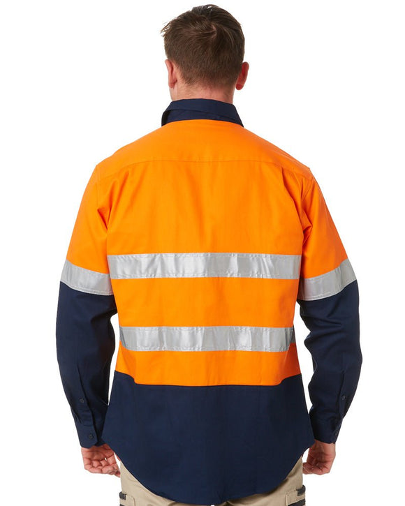 Open Front LS Shirt With Tape - Orange/Navy - AJP Industrial Supplies - ritemate - rm1050r - on - xs