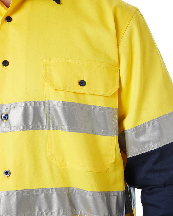 Open Front LS Shirt With Tape - Yellow/Navy - AJP Industrial Supplies - ritemate - rm1050r - yn - xs