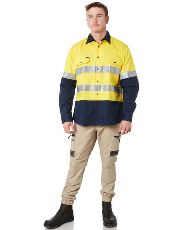 Open Front LS Shirt With Tape - Yellow/Navy - AJP Industrial Supplies - ritemate - rm1050r - yn - xs