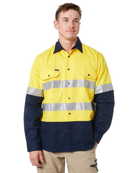 Open Front LS Shirt With Tape - Yellow/Navy - AJP Industrial Supplies - ritemate - rm1050r - yn - xs