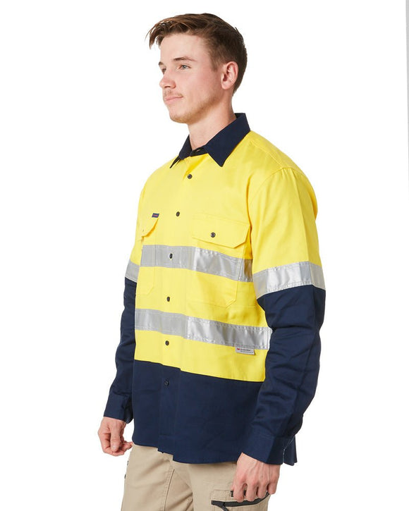 Open Front LS Shirt With Tape - Yellow/Navy - AJP Industrial Supplies - ritemate - rm1050r - yn - xs