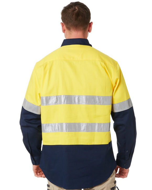 Open Front LS Shirt With Tape - Yellow/Navy - AJP Industrial Supplies - ritemate - rm1050r - yn - xs