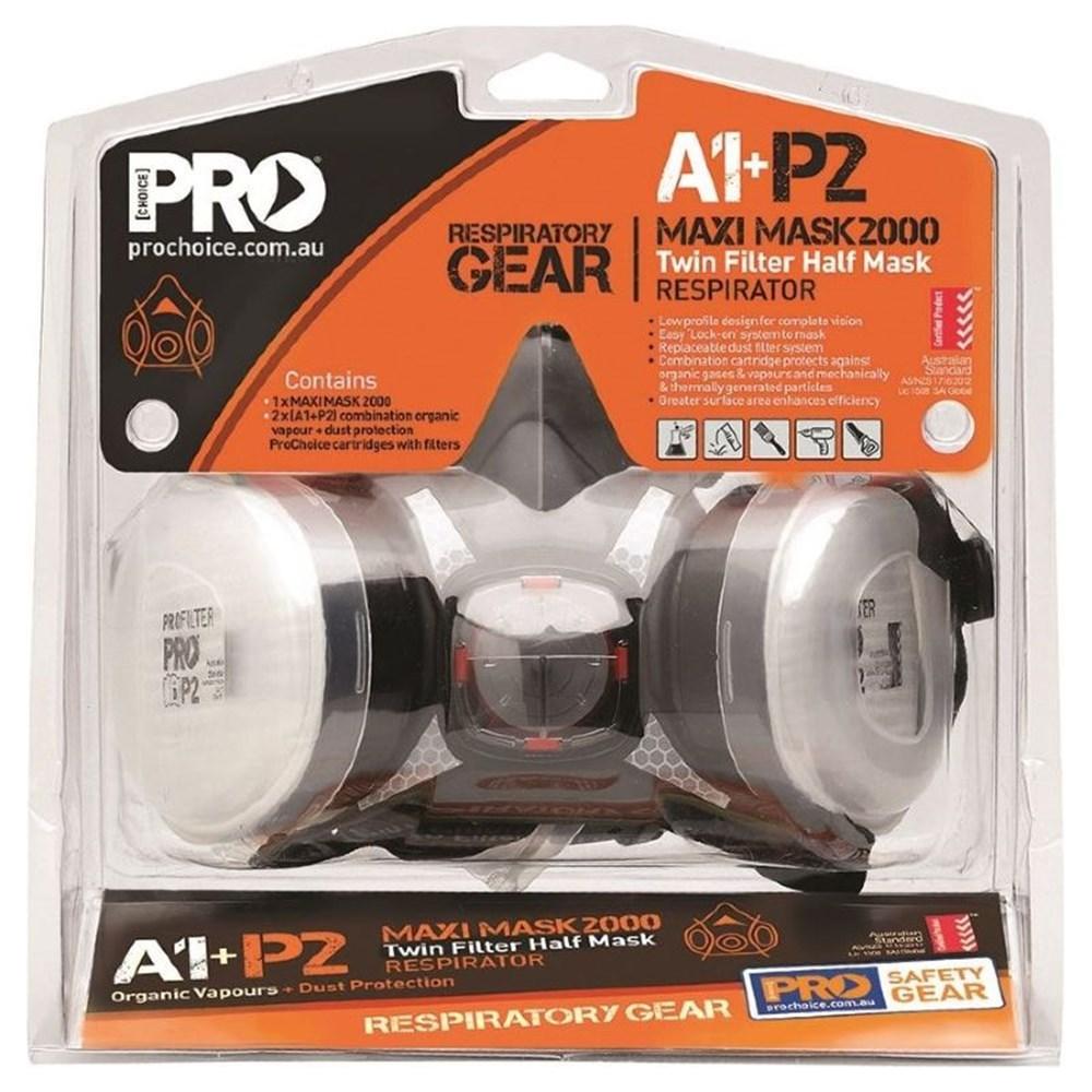 PRO CHOICE Tradies Kit Half Mask + A1P2 Cartridges Blister Pack - AJP Industrial Supplies - HMA1P2