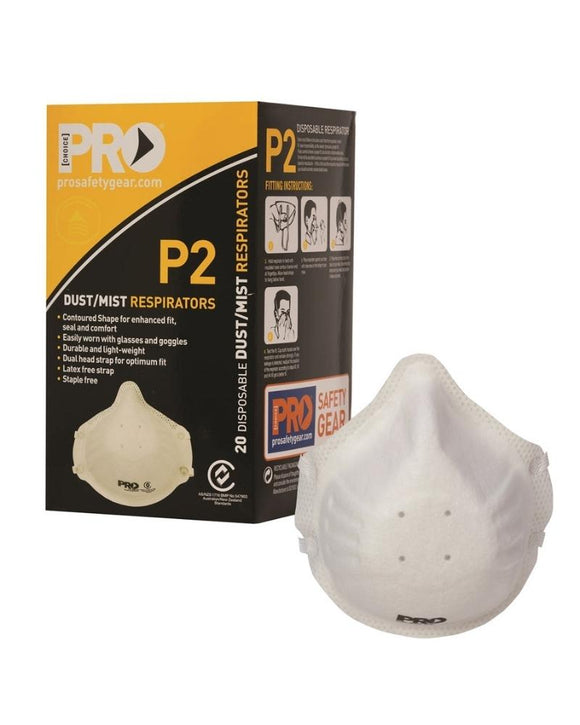 Respirator P2 no Valve (20 Per Box) - White - AJP Industrial Supplies - prochoice - pc305