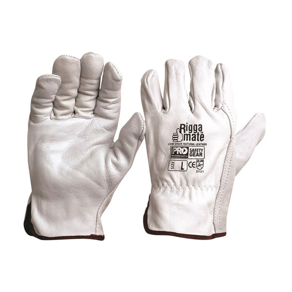 RIGGAMATE COW GRAIN NATURAL LEATHER GLOVES - CGL41N - AJP Industrial Supplies - CGL41NS