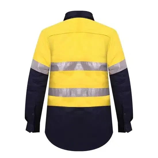 Ritemate Ladies 2 Tone Vented Light Weight Open Front Shirt - RM208V2R - AJP Industrial Supplies - RM208V2R/Yellow/Navy/18