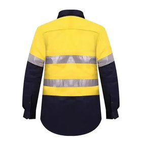 Ritemate Ladies 2 Tone Vented Light Weight Open Front Shirt - RM208V2R - AJP Industrial Supplies - RM208V2R/Yellow/Navy/18