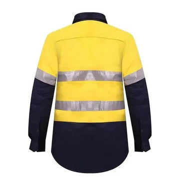 Ritemate Ladies 2 Tone Vented Light Weight Open Front Shirt - RM208V2R - AJP Industrial Supplies - RM208V2R/Yellow/Navy/18
