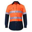 Ritemate Ladies 2 Tone Vented Light Weight Open Front Shirt - RM208V2R - AJP Industrial Supplies - RM208V2R/Orange/Navy/18