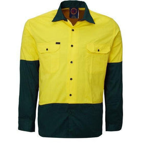 Ritemate Open Front 2 Tone Long Sleeve Mens Shirt - RM1050 - AJP Industrial Supplies - RM1050/Orange/Navy/XS