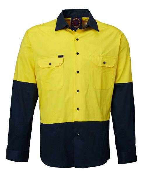 Ritemate RM1050 Mens Open Front 2 Tone L/S Shirt - AJP Industrial Supplies - I2960S17812C10377