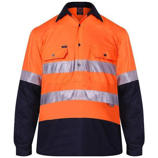 Ritemate Vented Closed Front Lightweight, Long Sleeve 3M Tape - RM107VCFR - AJP Industrial Supplies - RM107VCFR/Orange/Navy/XS