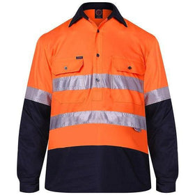 Ritemate Vented Closed Front Lightweight, Long Sleeve 3M Tape - RM107VCFR - AJP Industrial Supplies - RM107VCFR/Orange/Navy/XS