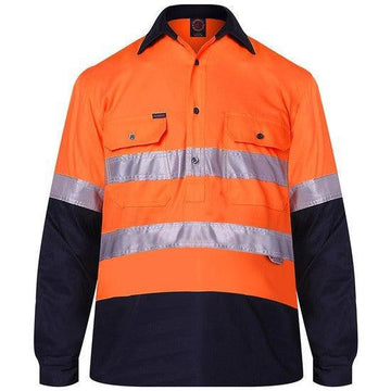 Ritemate Vented Closed Front Lightweight, Long Sleeve 3M Tape - RM107VCFR - AJP Industrial Supplies - RM107VCFR/Orange/Navy/XS