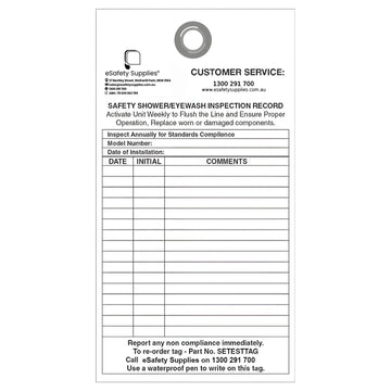 Shower And Eye Wash Test Tag - Pack Of 10 - AJP Industrial Supplies - SETESTTAG