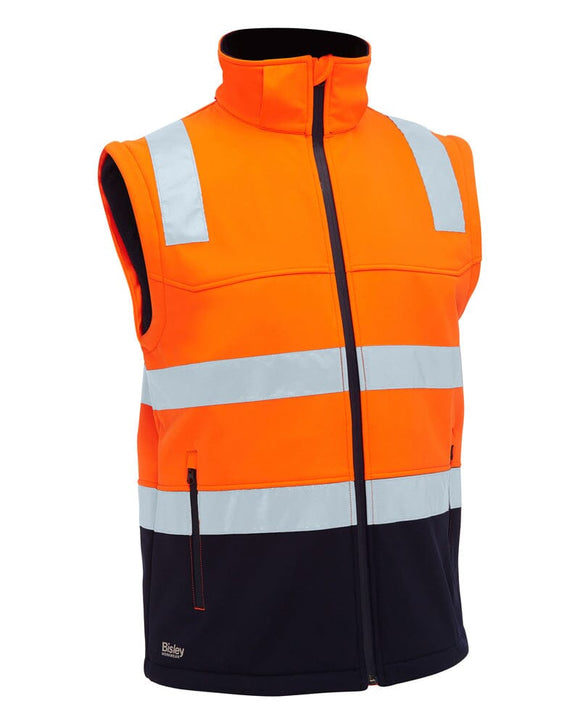 Taped Hi Vis 3 In 1 Soft Shell Jacket - Orange/Navy - AJP Industrial Supplies - bisley - bj6078t - tt05 - s