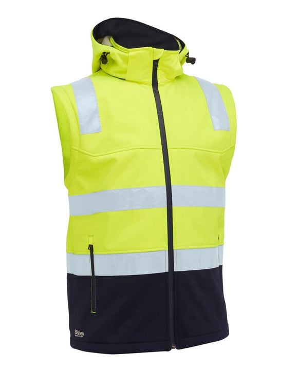 Taped Hi Vis 3 In 1 Soft Shell Jacket - Yellow/Navy - AJP Industrial Supplies - bisley - bj6078t - tt04 - s