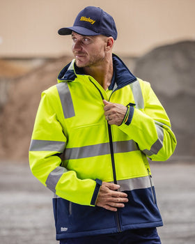 Taped Hi Vis 3 In 1 Soft Shell Jacket - Yellow/Navy - AJP Industrial Supplies - bisley - bj6078t - tt04 - s