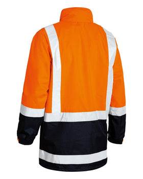 Taped Hi Vis Rain Shell Jacket - Orange/Navy - AJP Industrial Supplies - bisley - bj6966t - tt05 - xs