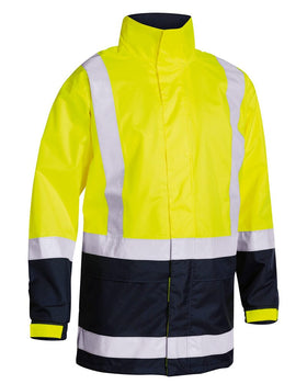 Taped Hi Vis Rain Shell Jacket - Yellow/Navy - AJP Industrial Supplies - bisley - bj6966t - tt04 - xs