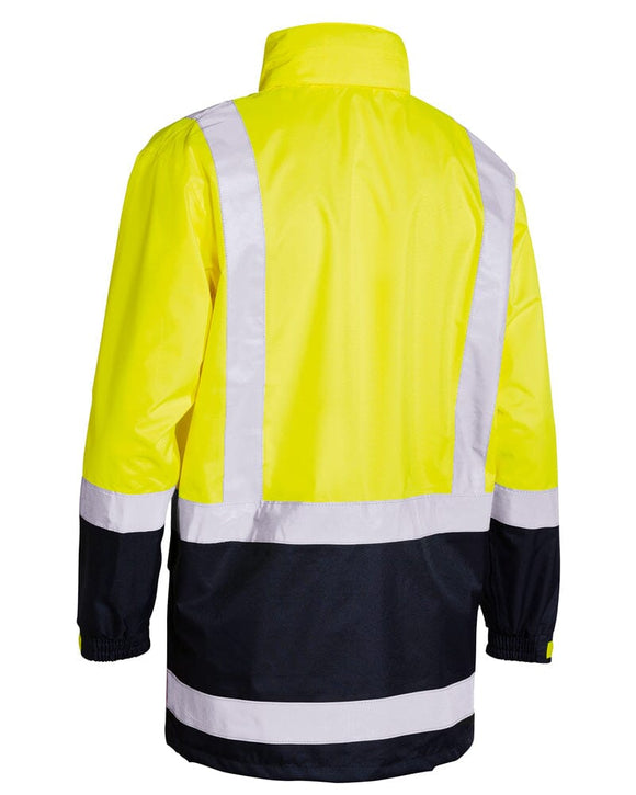 Taped Hi Vis Rain Shell Jacket - Yellow/Navy - AJP Industrial Supplies - bisley - bj6966t - tt04 - xs